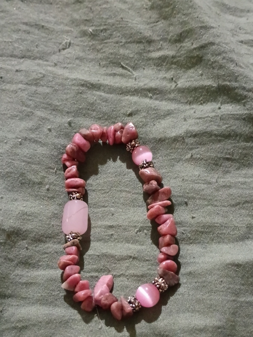 Pink Beaded Stretch Bracelet - Brand Unknown